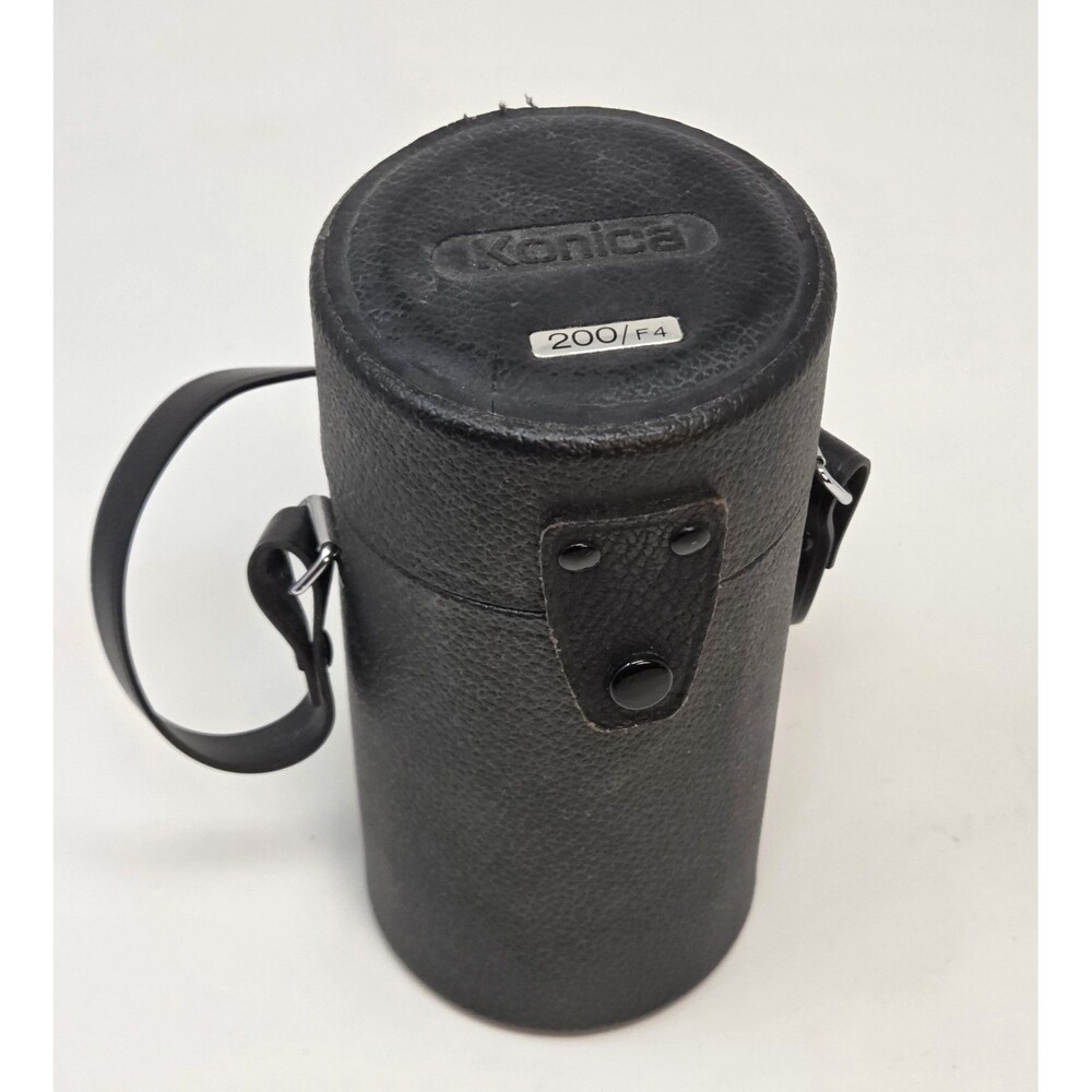 Konica Hexanon AR 200mm F4 OEM Cylindrical Lens Case w/ Strap Vintage Japan